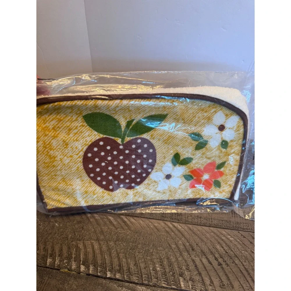 Match Mates Sun Glo Toaster Cover Kitchen Towels Set Floral Apple Retro MCM New